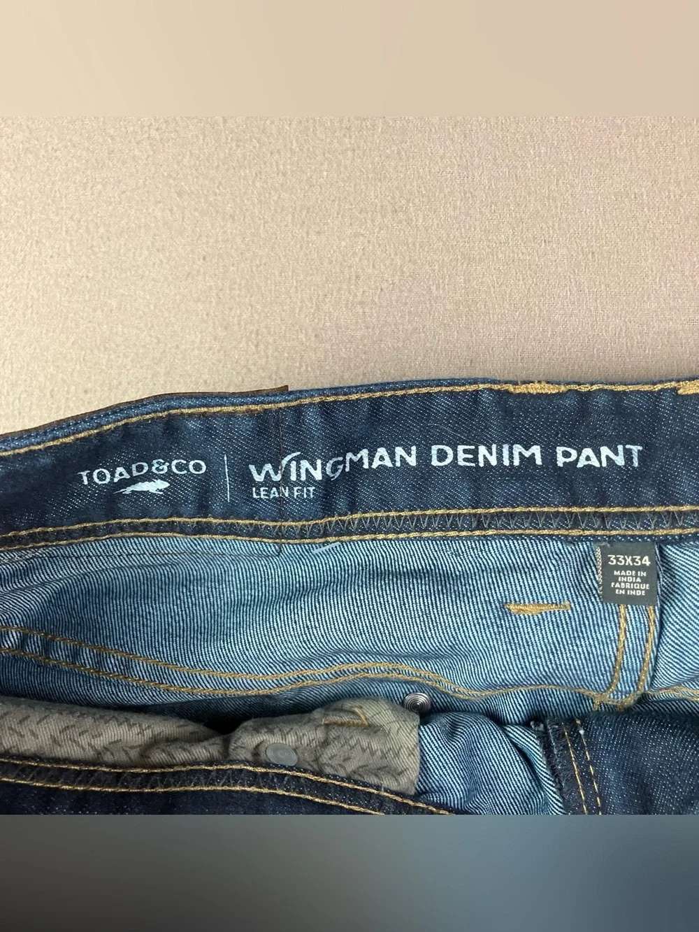 Toad & Co. Wingman Denim Jeans Lean Fit Pants Men’s Size 33x34 Dark Blue
